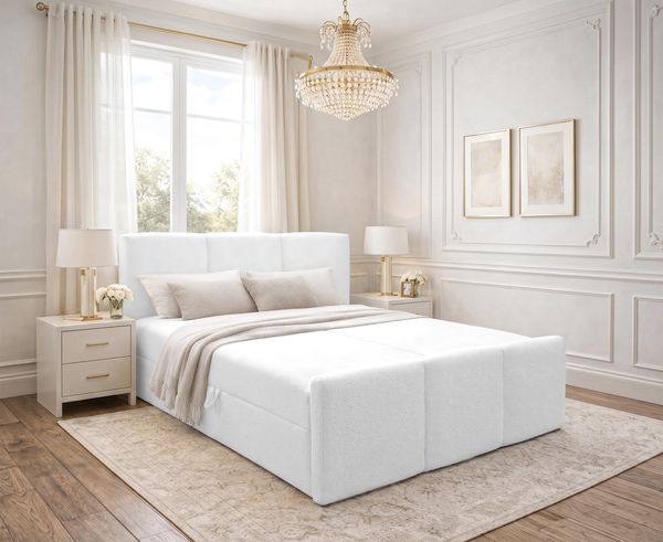 AX LIVING Boxspringbett Weiß Ankarra 180x200 cm Bett mit Stauraum