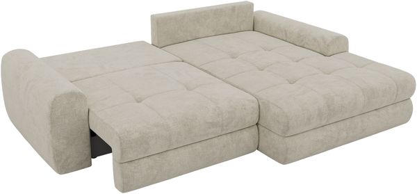 Sofa L-Form ARELIA L mit Schlaffunktion, Wohnzimmer Sofa, Wellenfederung, Sofa mit DL-System - Schenille grob gewebt Creme - Links Bild 11