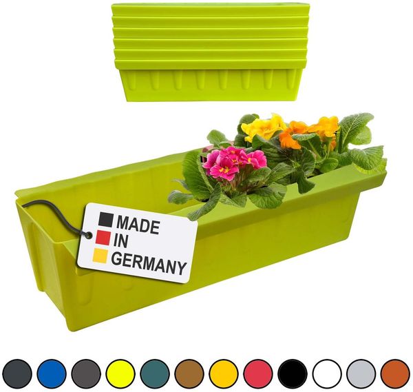 Hossi's Wholesale 6 Euro-Paletten Blumenkästen-Einsätze | mit Hängesystem zum Einhängen | 37,3cm Hellgrün | Pflanzkasten für Europalette Palette | Balkonkasten | Blumentopf | extrem stabil
