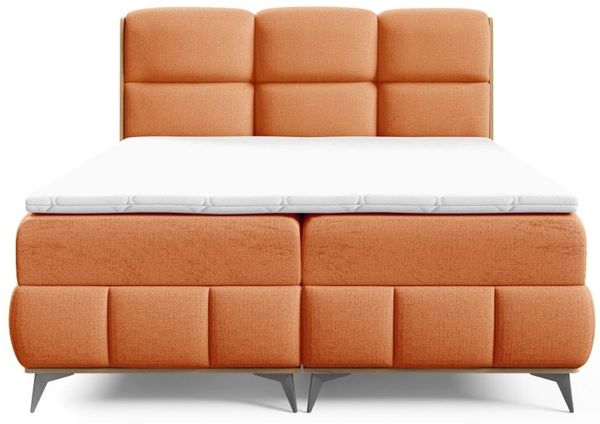 Boxspringbett Schlafzimmerbett CHARLIE PREMIUM 160x200cm Stoff Fibi Apricot Bild 3