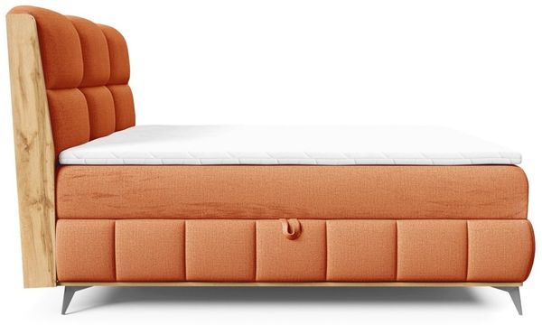 Boxspringbett Schlafzimmerbett CHARLIE PREMIUM 160x200cm Stoff Fibi Apricot Bild 2