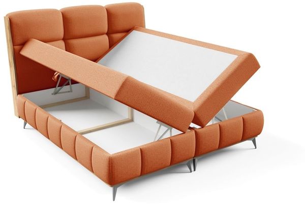 Boxspringbett Schlafzimmerbett CHARLIE PREMIUM 160x200cm Stoff Fibi Apricot Bild 4
