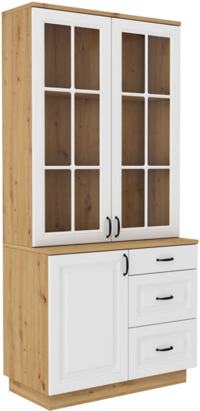 Küchenbuffet Stilo 100 cm Landhaus Weiß Eiche Artisan Buffet Küche Bild 2