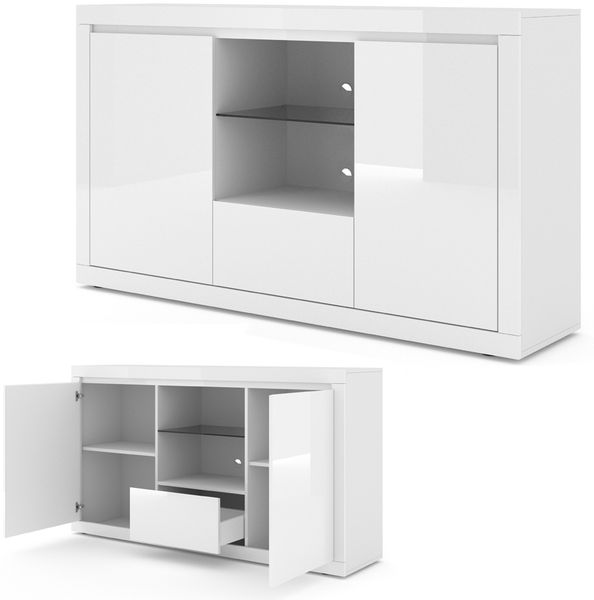Kommode 150 cm BELLO BIANCO VI weiß matt / glänzend Bild 3