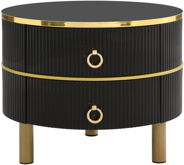 Couchtisch 2-teilig rund mit Marmormuster, Hochglanz Tischplatte,mit Metallbeinen,Schwarz und Weiß Bild 10