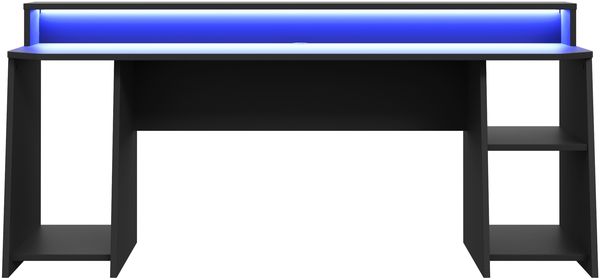 Gamingtisch >TEZAUR< LED-Wechselbeleuchtung, Fächer, schwarz matt - 200x91,1x72cm (B/H/T)