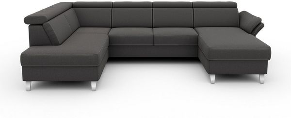 sit&more Wohnlandschaft Vincenzo U-Form, inklusive Kopfteilverstellung, wahlweise mit Bettfunktion, Bettkasten
