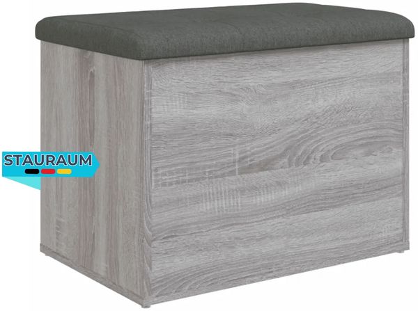 Sitzbank JONA mit Stauraum Grau Sonoma 62x42x45 cm | Aufbewahrungsbank Flurbank Garderobenbank