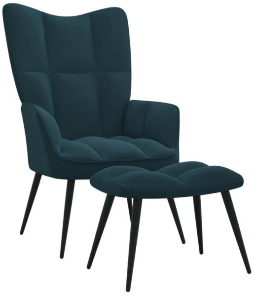 vidaXL Relaxsessel mit Hocker Blau Samt 328094