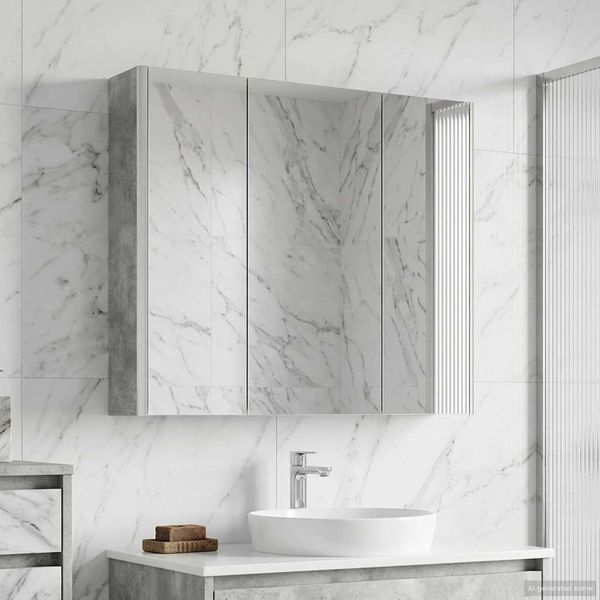 vidaXL Badezimmerspiegelschrank mit Tür Beton Grau 73,5 x 15,5 x 70 cm 889258