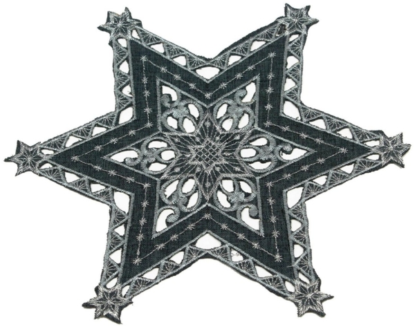 Haus und Deko Tischdecke Sterne Weihnachten Deckchen Advent bestickt Untersetzer Mitteldecke (1-tlg)