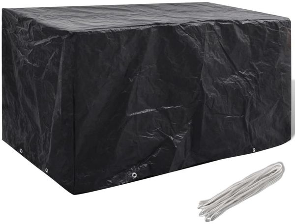 vidaXL Gartenmöbel-Abdeckung mit 8 Ösen, Polyethylen schwarz, 180 x 70 x 90 cm