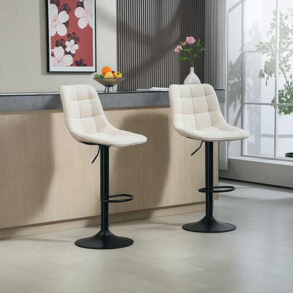 Stuhl 63–84 cm, höhenverstellbar & 360° drehbar, gepolstert, Beige,53*47*117 cm,2er-Set