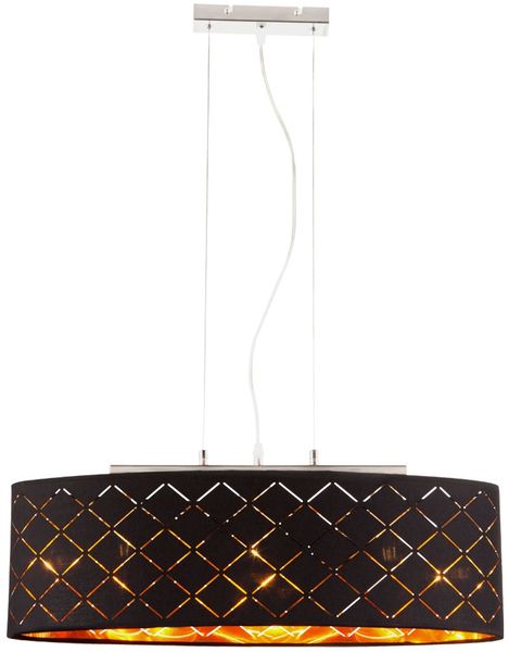 Hängeleuchte, Textil, schwarz-gold, H 140 cm