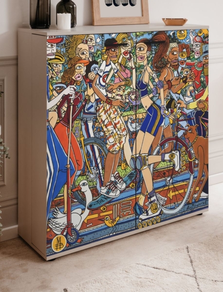 Schuhschrank Logu in Samt Bergonzoli 100 x 110 cm