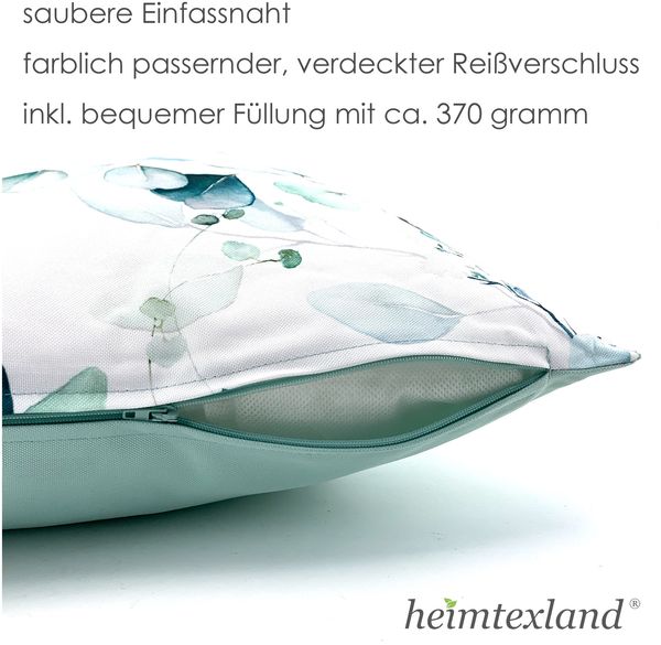 heimtexland Â® Outdoorkissen Lotus Effekt 45x45 Garten Dekokissen Wasserabweisend Outdoor Lounge Deko Kissen Typ742 Eukalyptus Bild 5