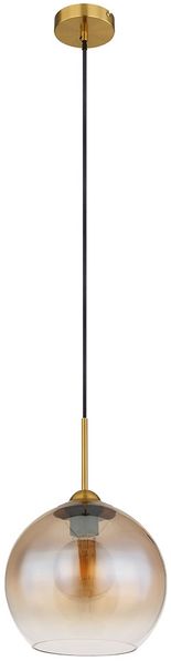 Hängeleuchte, messing, Glas amber, H 120 cm