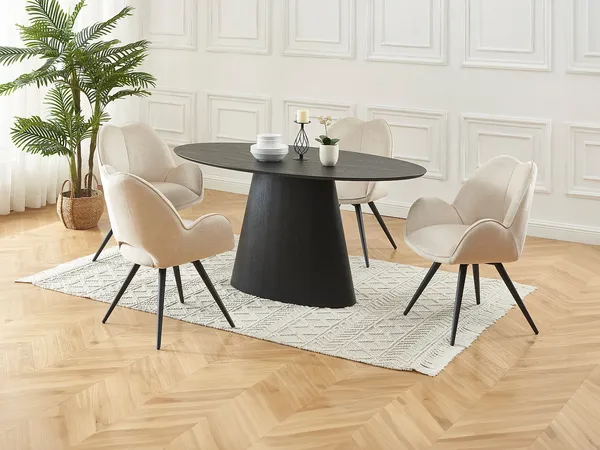 Vente-unique - ANTELADA Esstisch Holz, Platte Schwarz - B 90 cm x H 76,5 cm x L 160 cm