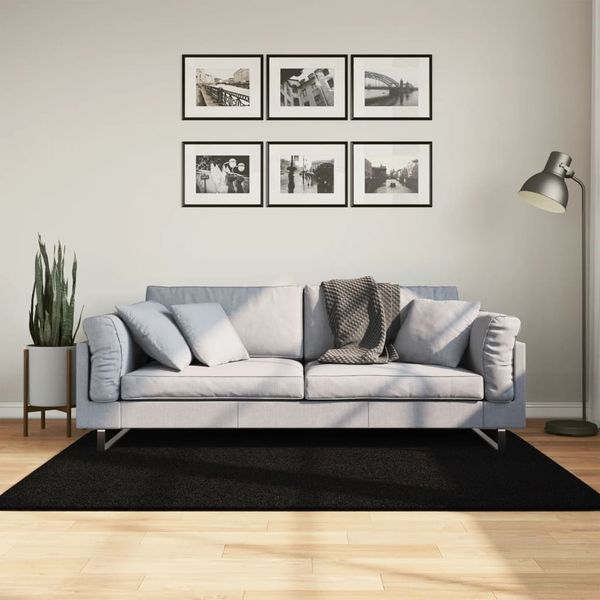 vidaXL Teppich HUARTE Kurzflor Weich und Waschbar Schwarz 120x170 cm 375114