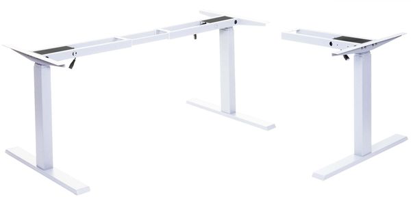 Gestell HWC-D40, variables Tischgestell für Eck-Schreibtisch, elektrisch höhenverstellbar Memory 45kg ~ weiß