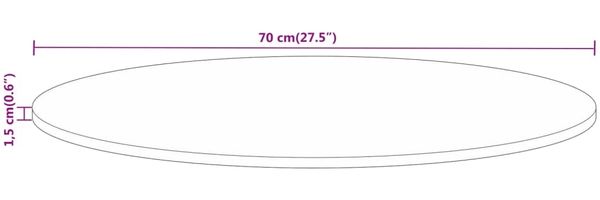 vidaXL Tischplatte Ø 70x1,5 cm Rund Raues Massives Mangoholz 370009 Bild 8