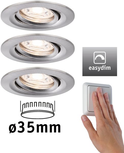 Paulmann No. 92973 Einbauleuchte Nova mini Plus EasyDim schwenkbar 3x4,2W 2.700K Eisen