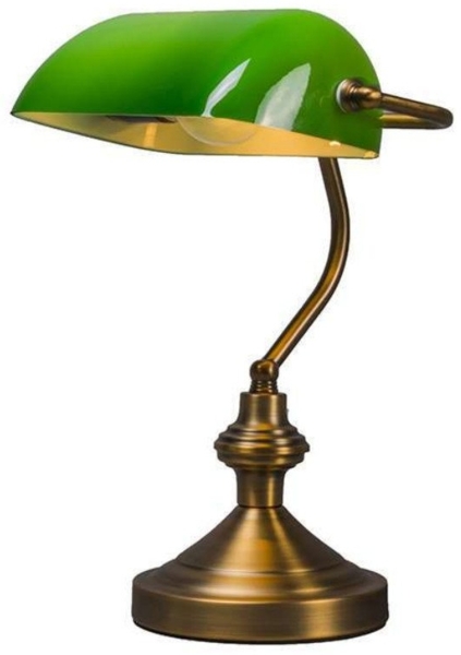 Qazqa Tischleuchte Banker, ohne Leuchtmittel, E27, Grün, Klassisch / Antik, Stahl, 1-flammig