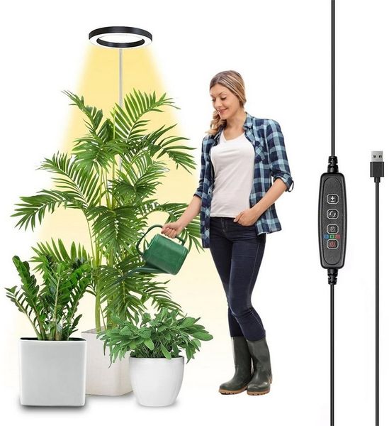Laybasic Pflanzenlampe 72LEDs Pflanzenlampe Vollspektrum,Garten Zimmergewächshaus Growlight, 35–155 cm höhenverstellbar,Dimmbare Helligkeit,3/9/12H Timer