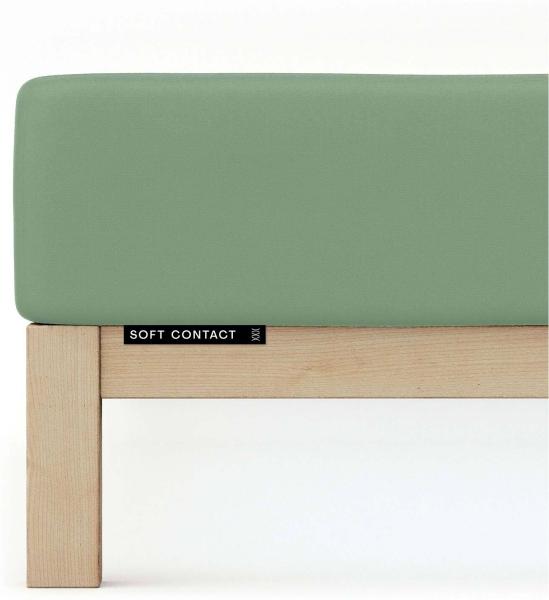 Schlafgut Jersey Spannbetttuch Soft Contact | 120x200 - 130x200 cm | green-mid