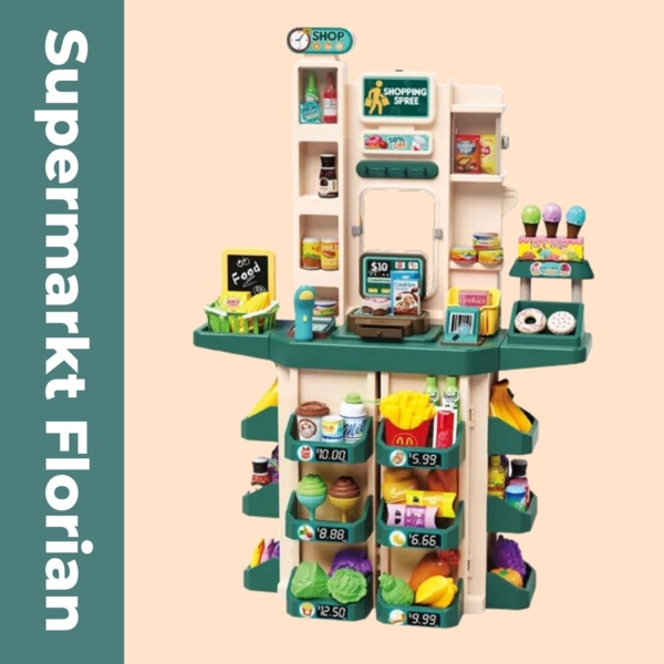 Coemo Supermarkt Florian Kaufladen mit viel Zubehör Farbe Türkis Bild 2