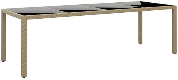 Gartentisch, Balkontisch mit Glasplatte Beige Poly Rattan