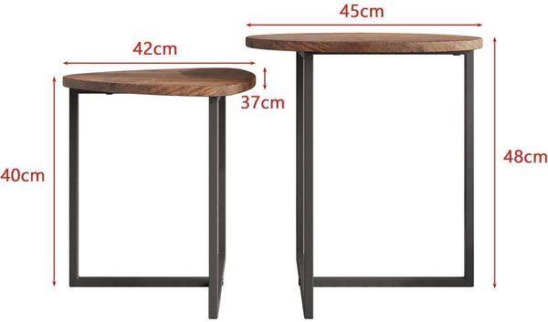 Runde Couchtische 2er Set Beistelltisch Kaffeetisch Holz Metall Untergestell Bild 2