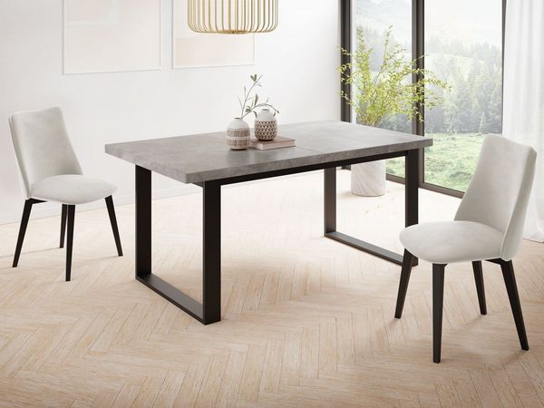 WFL GROUP Esstisch Valentino ausziehbar rechteckig loft mit schwarzen Metallbeinen (MADE IN EU, erhältlich in 3 Größen – 140/160/160 cm ausziehbar auf 180/200/240 cm), platzsparender Tisch in Holzoptik für Küche, Esszimmer oder Wohnzimmer