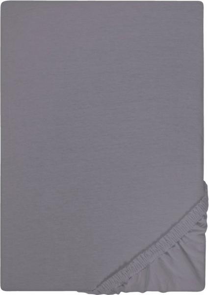 Biberna Jersey-Spannbetttuch, 100 % Baumwolle, Silber / Grau, 1x 90x190 cm - 100x200 cm