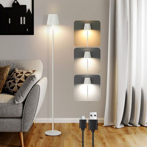 Nettlife LED Stehlampe Modern Dimmbar Schwarz 125cm 3 Farbtemperaturen USB Wohnzimmer, Dimmbar, LED fest integriert, Farbwechsler, Akku Standleuchte für Schlafzimmer Arbeitszimmer und Büro