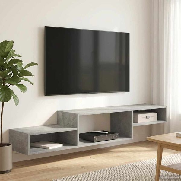 vidaXL Wandmontierter TV-Schrank Wandhalterung Betongrau 8005992