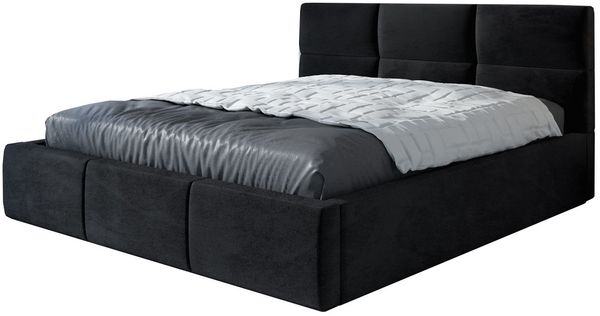 Polsterbett EMILI-OM 90x200 mit Bettkasten und Lattenrost. Farbe: Schwarz 20