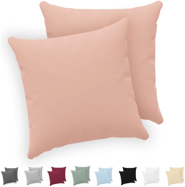 Twinzen® Kissenbezug 40x40 (2er-Set) - 100% Jersey Baumwolle 150 GSM Kissenbezüge - Rosa - Für Kissenbezüge 40x40 cm - Kissenhülle - Kissenbezug mit Reißverschluss - Oeko-Tex Zertifiziert