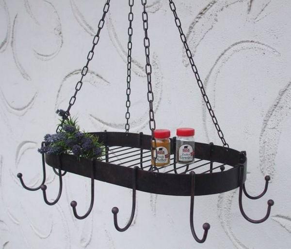 Deko-Impression Hängeregal Wunderschöner Küchenhänger, Kräuterhänger, Hängetablett, Eisen, braun, 1-tlg.