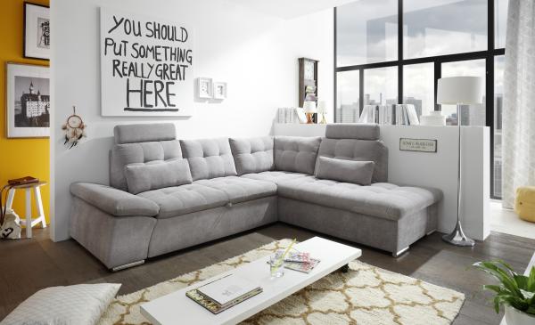 Ecksofa Couch NALO XL Sofa Schlafcouch Bettsofa schlamm grau L-Form rechts