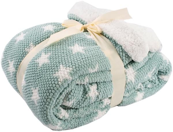 Sherpadecke Sofadecke Kuscheldecke Wolldecke Mint 150x200cm Sterne