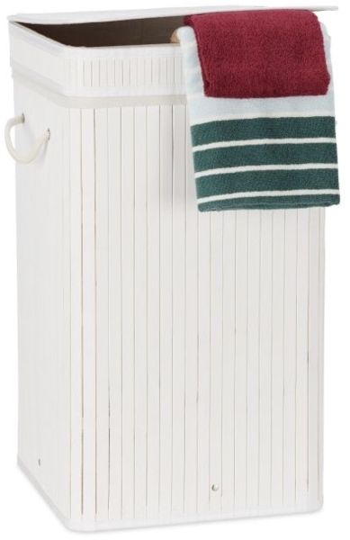 3 x Faltbarer Wäschekorb Bambus weiß