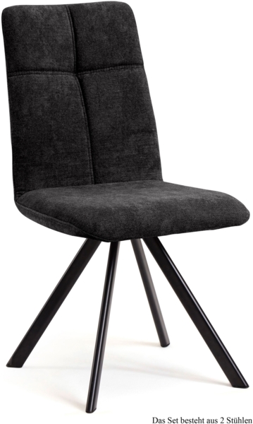 Esszimmerstuhl drehbar (2er-Set) Deryl 47x92x60 Schwarz/Anthrazit