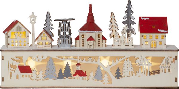 Weihnachtsleuchte Rosenheim Fensterleuchte Lasercut-Holz, B 45cm