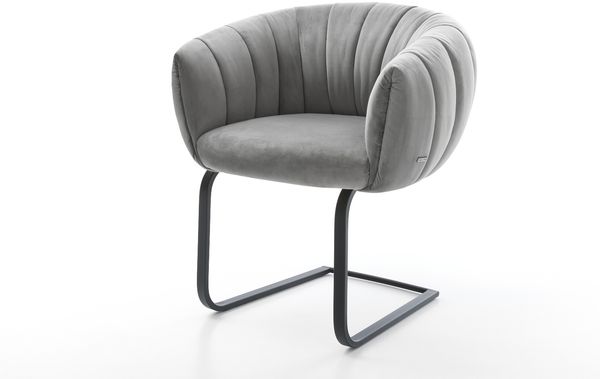 Freischwinger Jada-Flex Samt Grau Freischwinger flach Schwarz Taschenfederkern