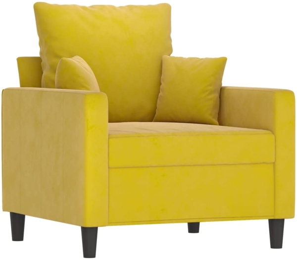 vidaXL 4-tlg. Sofagarnitur mit Kissen Gelb Samt 3201696 Bild 4