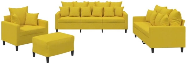 vidaXL 4-tlg. Sofagarnitur mit Kissen Gelb Samt 3201696 Bild 1