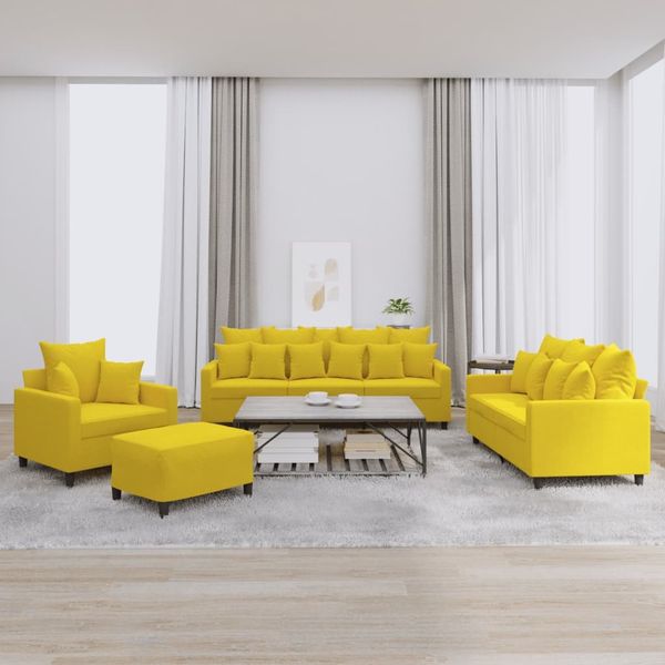 vidaXL 4-tlg. Sofagarnitur mit Kissen Gelb Samt 3201696