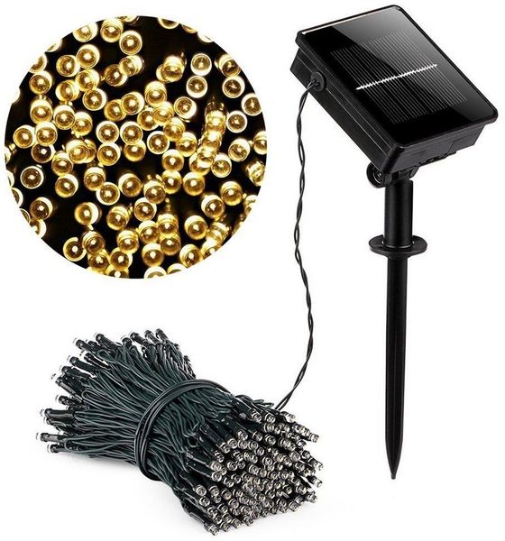 Merry 2024 LED-Lichterkette LED-Lichterkette,10/20M Solar Lichterkette,Weihnachtslichter, Lichtsensorsteuerung,8 Funktionen,für Innen und Außen
