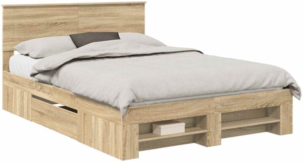 vidaXL Bettrahmen mit Kopfteil Sonoma-Eiche 160 x 200 cm Holzwerkstoff 3408741